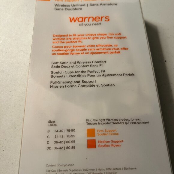 WARNER'S SOFT WIRELESS COMFORT WITH STRETCH BRA SIZE 42C - NEW!!!! - Picture 2 of 12